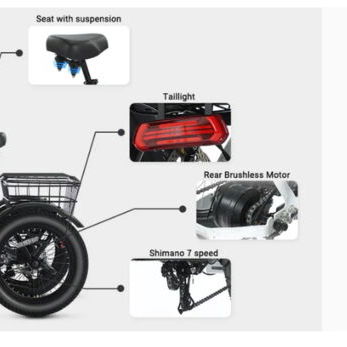 Bicicleta electrica de 3 ruedas Narrak N3 - 7/10