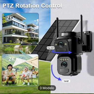 Cámara de Seguridad Solar 4MP para Exteriores con Doble Lente, Visión 360°, Visión Nocturna a Color, Sensor PIR - Img 127292391