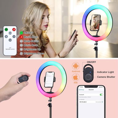 * Anillo de luz para selfie de 10" con trípode de 73" y 1 soporte para teléfono. - Img 121528410