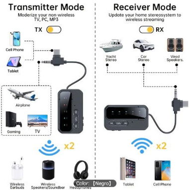 UNICO🎁ADAPTADOR PARA DAR BLUETOOTH A EQUIPO ANTIGUOS Y PUEDE ENVIAR AUDIO A 2 AUDIFONOS EQUIPOS A LA VES - Img 115563762