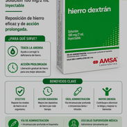 Venta de Hierro Dextran inyectable Caja con 3 ampulas de 100 MG / 2 ML en 4000 pesos - Img 58267022