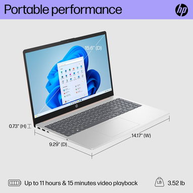 LAPTOP 🎁NUEVA🎁📦CAJA, HP 15 (15-fc0039wm), 15.6" FHD IPS, AMD Ryzen 5 7520U, 8GB LPDDR5, Radeon 610M, 256GB SSD, 8H - 6/8
