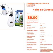 Bombillo LED Recargable de 3 Baterías: Protección contra Cortes de Luz VPT#-0053 - Img 55559321