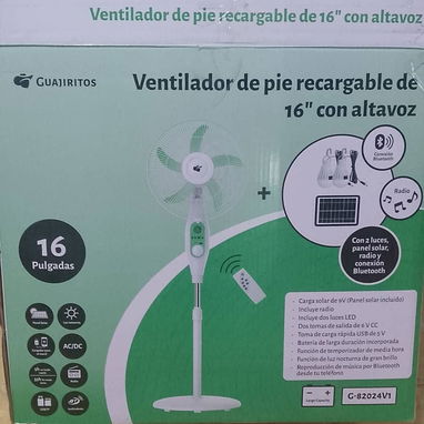 Ventilador de Pie Recargable Guajiritos de 16"(Modelo G-82024V1) - Img 125077355