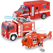 ⭐️JUGUETE Vehículo⭐ COMBO Camiones de Bomberos. Bomberos + Ambulancia + Helicóptero Luces, Sonido. SELLADO!☎️53356088 - Img 45473194