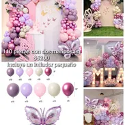 Arco de globos rosados y morados con mariposas incluye inflador pequeño 5250 - Img 55248764