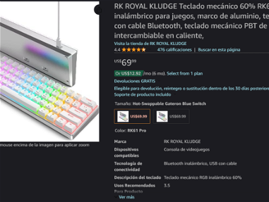 Vendo teclado mecanico RK ROYAL KLUDGE 60% RK61 Pro - Img 63720696