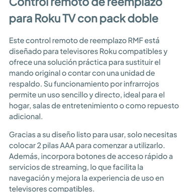 Control remoto de reemplazo (paquete de 2) compatible para Roku TV, TCL Roku, Hisense y Onn Smart TV 🌐 - 4/6