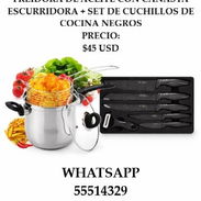 FREIDORA DE ACEITE CON CANASTA ESCURRIDORA + SET DE CUCHILLOS DE COCINA NEGROS, ENTREGA DE FACTURA. VARIEDAD... - Img 54676488