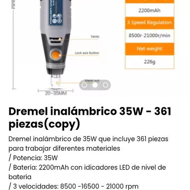 Dremel inalámbrico 35W - 361 piezas(copy). Para trabajar diferentes materiales. Nuevo - Img 106646404