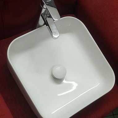 Lavamanos sobre encimera 35x35cm incluye llave mezcladora profesional y sifa - 3/3