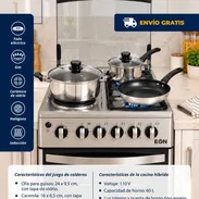 Cocina Híbrida con horno+ juego de calderos - Img 57389552