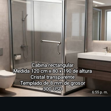 Cabina rectangular y semicircular cristal transparente y templado - Img 122377835