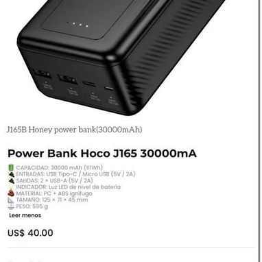 Power Bank Hoco J165 30000mA 0KM SELLADO CAJA GARANTIA SOMOS TIENDA FISICA MODELOS DE 10,20 MIL MAH SI DESEA AL WHATSA - Img 111845321