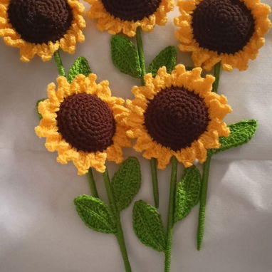 Girasoles artificiales, flores a crochet - 3/3