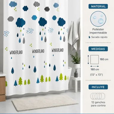 Cortinas de Baño con Ganchos - 2/3