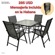 🔖Set de Comedor para Exterior de 4 sillas plegables - Img 55683411