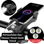 Portacelular con luz claxon y powerbank incluido - Img 55477703