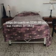 Juego de cuarto matrimonial cama colchón y dos mesas de noche - Img 54824162
