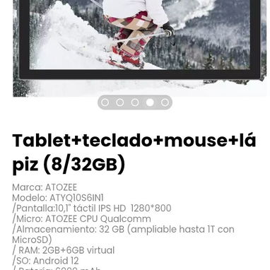 Tablet+teclado+mouse+lápiz (8/32GB). Marca: ATOZEE - Img 125825806