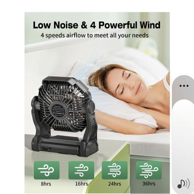 Ventilador recargable portátil negro - 6/7