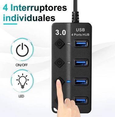Hub de 4 puertos 3.0. con interruptor en cada puerto. Nuevas en su estuche. 59218406 - Img 77999364