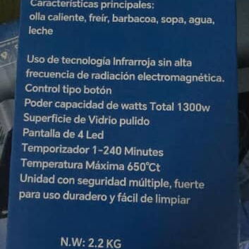 COCINA INFLAROJO MILEXUS 1300W (lh) - Img 109170386