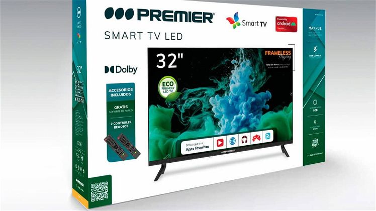Productos Premier  Tv 32” hd smart c/ dvb-t2, bt, sin marco, android 11.0