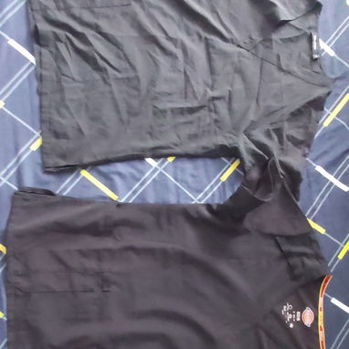 🥼👩‍⚕️Pantalón azul y blusa negra de pijama para guardia talla S y Pantalón negro talla XL - 3/4