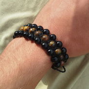 Pulseras triple Ojo de tigre y Onix - Img 54771634