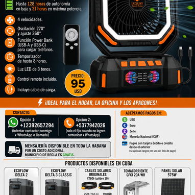Ventilador Recargable F22s – 40,000 mAh SUPER BATERÍA+ Grande que el F6  | 95USD - 2/3