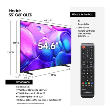 Samsung 55" Class Q6F Series QLED 4K UHD SamsungVision AI Smart Tizen TV.$550.00 USD - Img 123237964