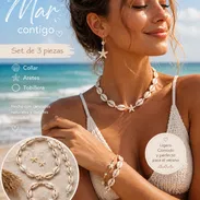 🐚🐚Set de 3 piezas de caracoles: collar de caracoles, aretes, pulso o tobillera 👌🏼 - Img 55255679
