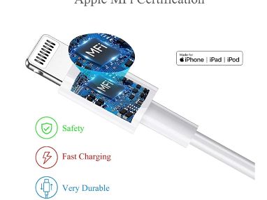 Cable USB A a Lightning de 3 pies, paquete de 3 cables de carga rápida para iPhone con certificación MFi de Apple, para - Img 68110806