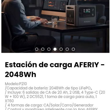 Estación de carga AFERIY  - 2048Wh. 4 formas de carga: CA/Solar/Carro/Generador - Img 122413619