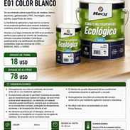 PINTURA ESMALTE AL AGUA ECOLÓGICO E01 COLOR BLANCO NUEVOS !!!! - Img 51484610