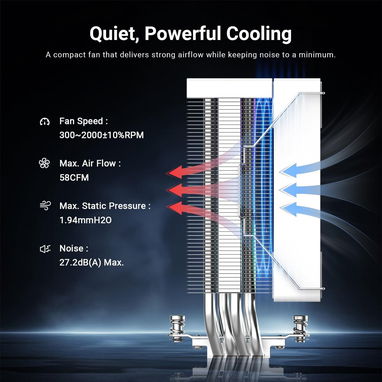 disipador  de aire ID-COOLING SE-214-XT V2 ARGB para CPU blanco, 4 tubos de calor, ventilador ARGB PWM 52815418 - 5/7