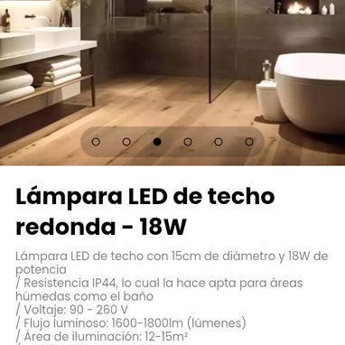 Lámpara LED de techo redonda con 15cm de diámetro  - 18W de potencia - 3/5