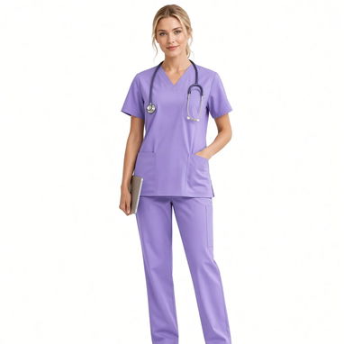 Conjunto Uniforme Médico Mujer Scrub Púrpura Malva 2 Piezas - 2/2