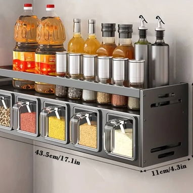 Organizador de condimentos de pared con 4 gavetas - 3/4
