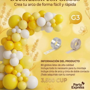 Set de globos, # de luces, cintas de contacto y de arco, set de decoración estuche dd colonias con crema, - Img 122811451