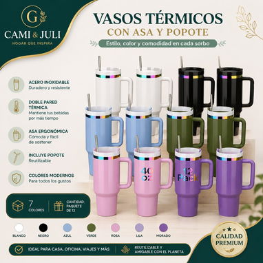 Tazas de acero jarra de agua grande 40oz, termos grandes con asa - 4/4