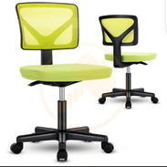 Silla de Oficina Sin Brazos, Soporte Lumbar Ergonómico, Altura Ajustable, Giro de 360 Grados - Verde Precio:90 USD 💵 - Img 55848449