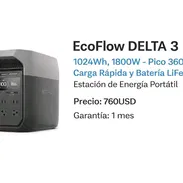 EcoFlow DELTA 3 con 1024Wh, 1800W - Pico 3600W, Carga Rápida y Batería LiFePO Estación de Energía Portátil Precio: 750US - Img 54862721