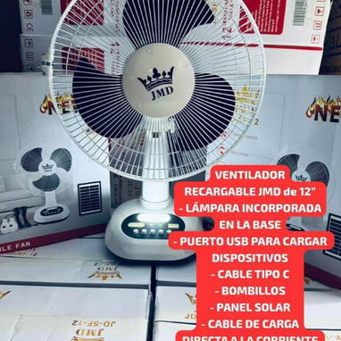 Ventilador Recargable & Solar JMD 12 (Mesa) - Img 118780278
