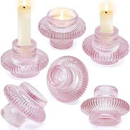 Candelabros de doble cara, vidrio para velas cónicas y de candelita, ideal para decorar pequeños negocios. O velada romá - Img 54975945