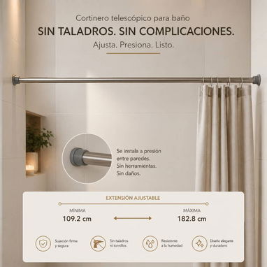 Cortinero Extensible – 43 a 72 pulgadas  Precio: ~10 USD~ *7 USD*  *Defecto: Algunas partes con pintas de óxido* Vedado - Img 125156929