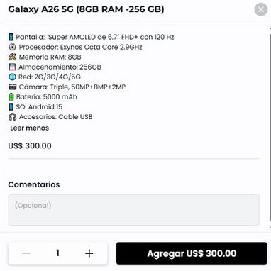 Samsung Galaxy A26 5G (8GB RAM -256 GB)Dual sim+cargador regalo 0km con garantia varios colores. vedado. 54741004 - Img 102708639