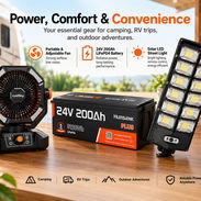 Envio Gratis-ColdSky Ventilador Recargable | Lámpara Exterior Solar con sensor de Mov | Batería 24v 200 Amp - Img 57192728