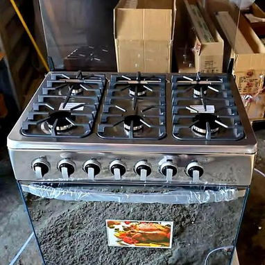 Cocina de Gas con horno 6 quemadores Rudenkov Tapa de Cristal, Frente espejo, Magneto precio $350 USD Transporte gratis - Img 120319428